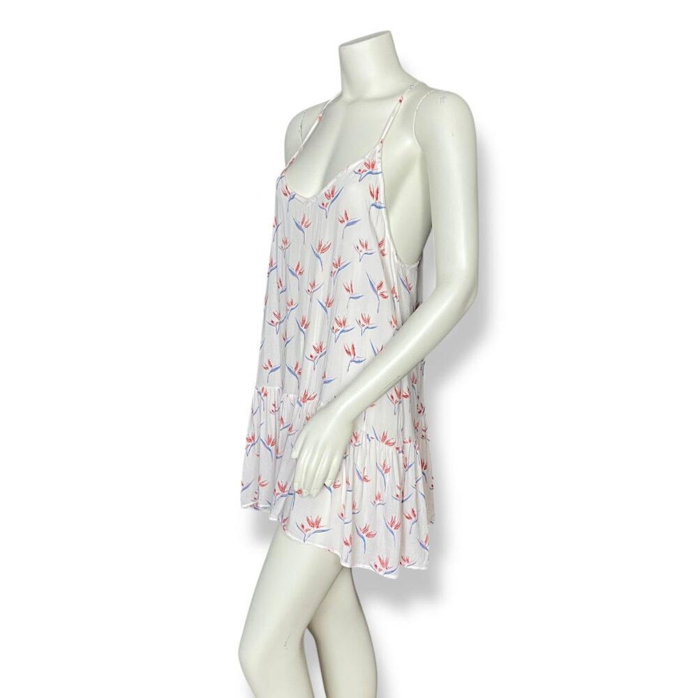 Acacia Dress Cover-Up Floral St. Tropez Birds of Paradise Size Small White Rayon - Picture 13 of 13